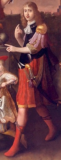 Uitsnede uit het familieportret toont zoon Edzart in vol ornaat.